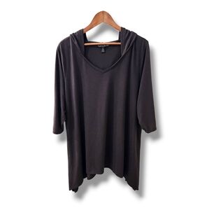 French Laundry Hoodie Sharkbite Hem 3/4 Sleeves Pullover | 2X